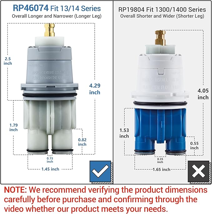 RP46074 Shower Cartridge Compatible with Delta 13/14 Series Single-Handle Faucet - Suitable for Delta Monitor MultiChoice Universal Valves Rough-in (2007-present), Includes RP22734 Bonnet Nut