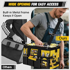 16-Inch Heavy Duty Tool Bag, 19-Pockets Tool Box Organizer, Portable Toolbag W/Soft Handle, Organized Storage, Mechanic Gifts for Men Dad Husband Him Christmas, Wide Mouth Toolbox Organization, Yellow