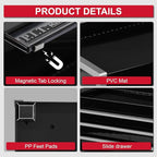 P.I.T. Mini Black Tool Box, Portable 3 Drawer Steel Stackable Tool Box with Magnetic Tab Locking, Black Micro Top Chest with Liner for Tools Storage and Organizers, Home DIY