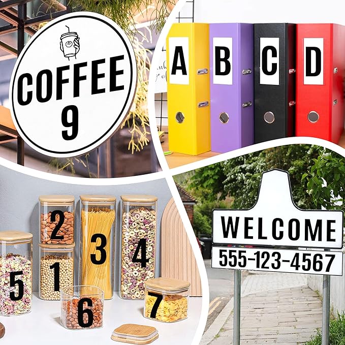 420 PCS 42 Sheets Letter Stickers Big Font Mailbox Numbers and Letters Self Adhesive Vinyl Waterproof Alphabet Number Stickers for Mailbox House Address, Cars, Poster, Business Decor (5 Inch,Black)