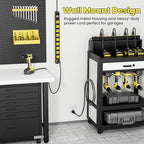 10 Outlet Metal Power Strip with 2100J Surge Protector, Heavy Duty 15FT Extension Cord, Wide Spaced Outlets and Wall Mount for Garage, Workshop, Industrial, Home (15ft)