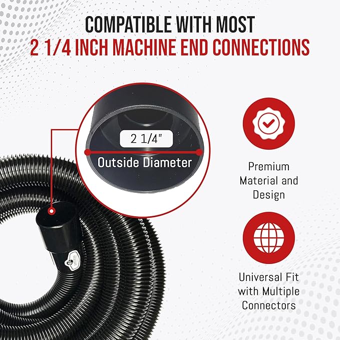 MP Maresh Products Compatible Replacement for Shop Vac & Ridgid Style Wet Dry Vacuum Cleaner Crushproof Industrial Commercial Grade Extension Hose w/Air Suction Control, Length 50 Foot by 1-1/4 inch