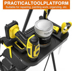 5 Step Ladder, Protable Steel Folding Stool with Wide Anti-Slip Pedal, Tool Platfor, Sturdy Steel Ladder, Black