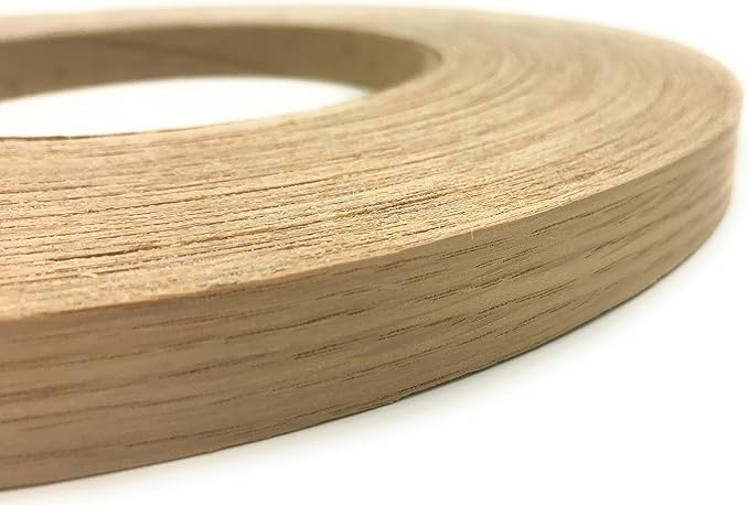 White Oak 1 1/2" X 250' Wood Veneer Edgebanding Preglued Roll - Flexible Wood Tape, Easy Application Iron On with Hot Melt Adhesive. Smooth Sanded Finish. Made in USA