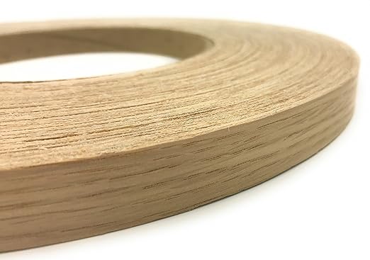 Edge Supply White Oak 3/4 inch X 250 ft Wood Veneer Edgebanding Preglued Roll - Flexible Wood Tape, Easy Application Iron On with Hot Melt Adhesive. Smooth Sanded Finish. Made in USA