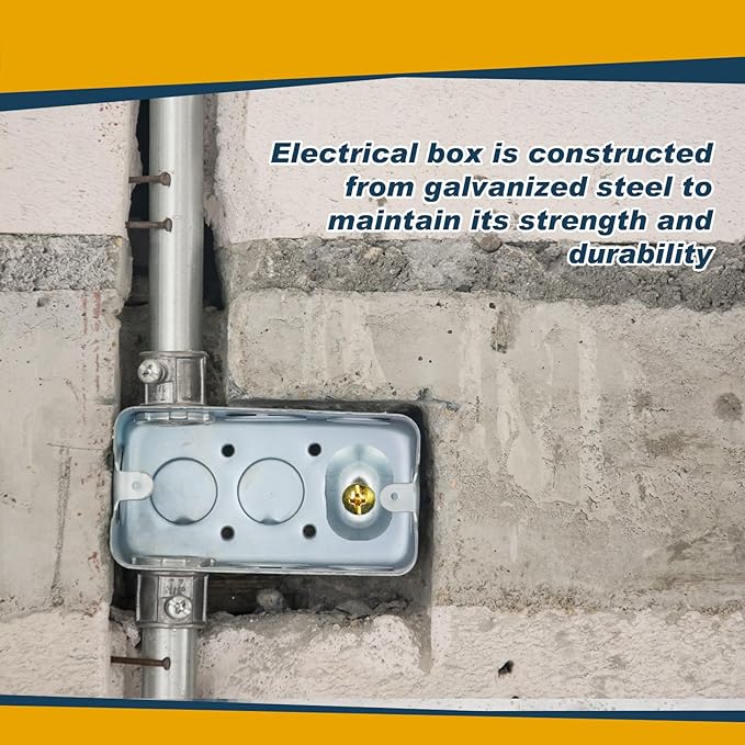 12 Pcs Electrical Box Junction Box Galvanized Steel Metal Electrical Boxes, 1/2'' and 3/4'' Knockouts, Drawn Construction, Silver (4 x 2 Inch,Rectangular)