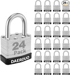 24 Pack 40 mm (1-9/16") Keyed Alike Laminated Padlocks with 48 Keys, Hardened Steel Short Shackle, Heavy-Duty Locks for Gym Lockers, Toolboxes, School Lockers, and Hasp Latches