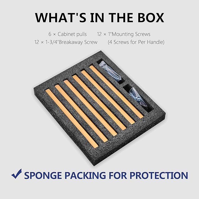 6 Pack 8-1/2 Inch Length|7-1/2 inch(192mm) Hole Center Champagne Bronze Kitchen Cabinet Handles, Cabinet Pulls Kitchen Cabinet Hardware, Cupboard Pulls, Drawer Handles