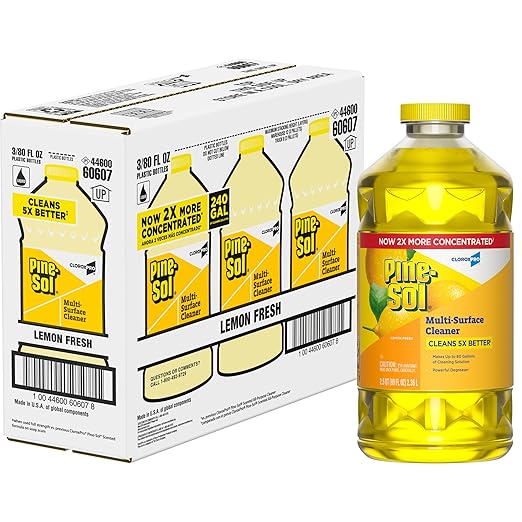 Pine-Sol Multi-Surface Cleaner, CLOROXPro, 2x Concentrated Formula, Lemon Fresh, 80 Fl Oz, Pack of 3