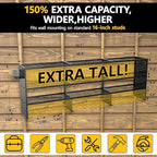 49" W Large Power Tool Organizer Wall Mount, 4 Layer Heavy Duty Metal Tool Storage Rack with 12 Drills Holder, Utility Racks for Garage Workshop, Ideal Garage Organization