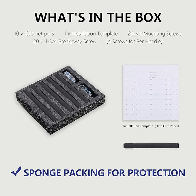 10 Pack 6 Inch Length|5 Inch(128mm) Hole Center Matte Black Kitchen Cabinet Handles, Cabinet Pulls Kitchen Cabinet Hardware, Cupboard Pulls, Drawer Handles