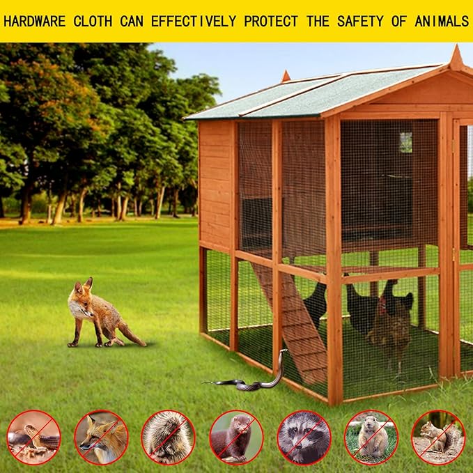 Thinkahead Black Hardware Cloth 1/2 in 24 x 50 ft 19 Gauge Vinyl PVC Coated Galvanized Chicken Wire Fencing, Garden Fence, Rabbit Wire