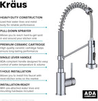KRAUS Bolden Commercial Style 2-Function Single Handle Pull Down Kitchen Faucet in Chrome, KPF-1610CH (Pack of 1)