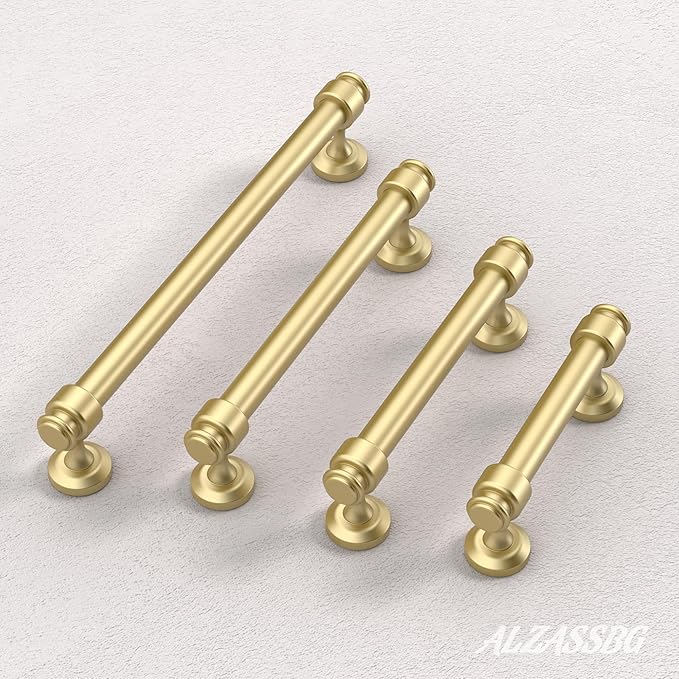 Alzassbg 5 Pack Matt Gold Cabinet Pulls, 10 Inch(254mm) Hole Centers Cabinet Handles Kitchen Hardware Straight Bar for Cabinets and Drawer AL3082MGP
