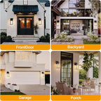 Kalium Porch Wall Lights Outdoor, Waterproof Lanterns with Frame and Clear Glass Shade, Exterior Front Porch Light Matte Black Wall Sconce, Modern Mounted Lighting for Patio Entryway Hallway