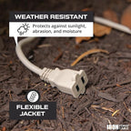 Iron Forge Cable 2 Prong Extension Cord 6 ft - 16 Gauge 13 Amp Heavy Duty Outdoor 2 Prong Power Cord - SJTW - Great for Landscaping, Deck, Outdoor Lights - Tan