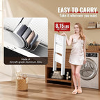 GameGem 3 Step Ladder, Aluminum Folding Step Stool with Anti-Slip Sturdy and Wide Pedal, Lightweight Portable Stepladder for Home and Kitchen Use Space Saving, Cream White, 330 lbs