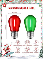 Minetom S14 LED Christmas Replacement Light Bulbs, UL Listed, 1 Watt E26 Medium Base Plastic Shatterproof LED Edison Bulbs, Easily Screw in Strings Spools Strands, Red & Green, 20 Pack