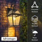 Colonial Outdoor Wall Lantern, Large Black Exterior Light Fixture with Clear Glass for Front Porch, 20 Inch Tall Waterproof Outdoor Wall Sconces Lamp Outside for House, Doorway, Garage, Corridor