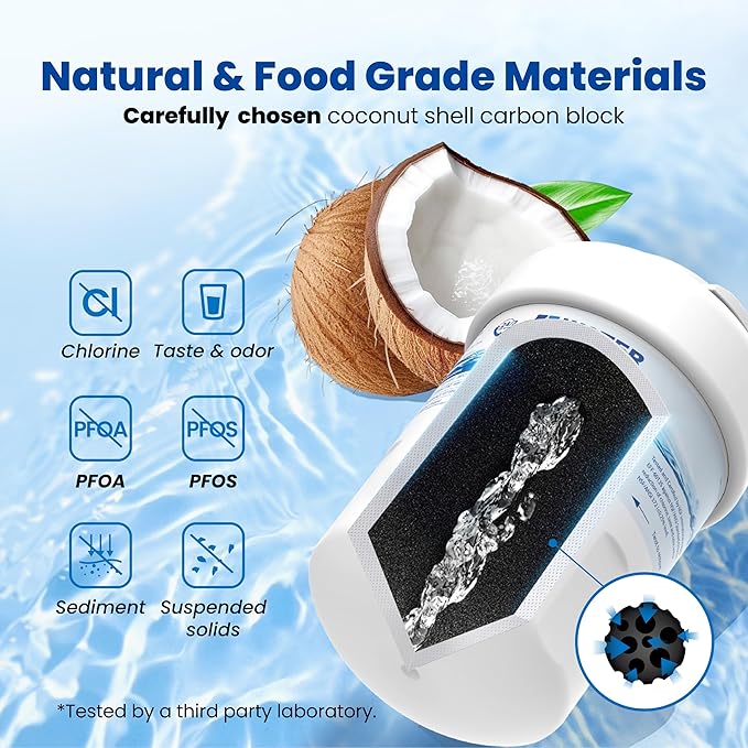 Waterspecialist WS613B Replacement for GE® MWF®, SmartWater® MWFP, MWFA, GWF, HDX FMG-1, WFC1201, GSE25GSHECSS, RWF1060 Refrigerator Water Filter4 Filters