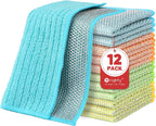 Orighty Multipurpose Wire Dishwashing Rag 12 Pcs, Upgraded Double-Layer Non-Scratch Wire Dish Cleaning Cloths, Kitchen Reusable Steel Scrubber, Powerful Dishcloth Rag for Cookware, Multicolor, 7"x8"