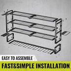 4 Layers Extra Tall Power Tool Organizer Wall Mount Loads 400lbs,Heavy Duty Metal Battery Tool Rack with 8 Cordless Drill Holders,Tool Storage Shelf For Workshop,Garage,Warehouse,Gifts for Men,Husband