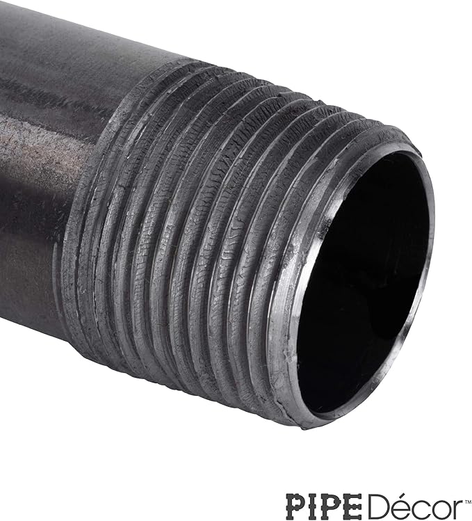 PIPE DÉCOR 1/2" x 3" Malleable Cast Iron Pipe Nipple, Pre Cut Connectors, Industrial Steel Grey Fits Standard Half Inch Black Threaded Pipes Nipples and Fittings, Vintage DIY Furniture, 10 Pack