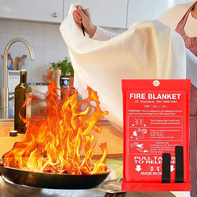 Jerify 12 Pack Fire Blanket for Home Emergency Fire Blanket 47 x 47 Inch Kitchen Fire Suppression Blanket Fiberglass Fire Blanket Flame Retardant Protection and Heat Insulation (Red)