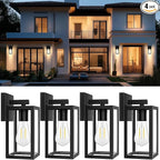 4 Pack Outdoor Light Fixtures, Black Exterior Light Wall Mount, Aluminum Porch Wall Lanterns Waterproof Outside Light for House Front Door Light for Patio Garage Doorway