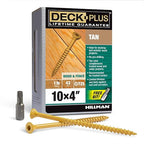 Deck Plus 4 Inch Epoxy Coated Exterior Wood and Fence Screws #10 x 4 Torx/Star Drive Included Coarse Thread, Outdoor Rust Resistant Decking Screw, Tan, 1lb Box, 43 Pieces | 48423