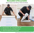 39"x100' Heavy-Duty Floor Protection | Construction Grade Carpet Protector | Drop Cloth Plastic Film for Hardwood Floors | Waterproof Painters Covering with No Residue(Ice Blue)