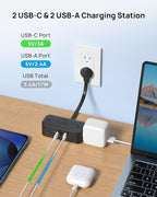 TROND Outlet Extender with 6 Inch Cord, Multi Plug Wall Outlet with 4 Electrical Sockets and 4 USB Ports, Wall Mountable, Flat Plug Adapter for Home Office Travel, Cruise Ship Essentials, Black