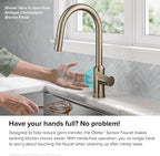 Kraus Oletto Kitchen Faucets Touchless Sensor Single Handle Pull-Down Sprayer in Brushed Brass, KSF-2830BB