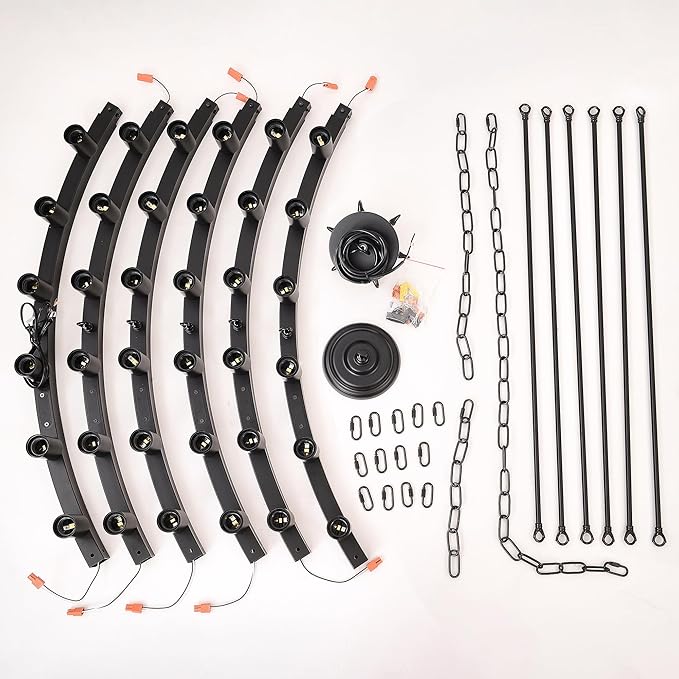 Large black wagon wheel chandelier 64 inch,36-Light Farmhouse wagon Wheel Chandeliers Round Industrial ceiling light fixtures for outdoor porch high ceilings Living Dining Room Foyer Entryway