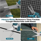 GARTOL 8" Scissors All Purpose Heavy Duty, Ultra sharp Tin Snips with Cable Notch, Finely Serrated Angled-Blades - Industrial Scissors for Carpet, Cardboard, Sheet Metal, Leather, Insulation, Wires