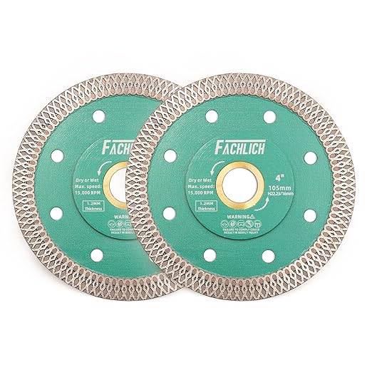 Diamond Tile Saw Blades - 4" Diamond Blade 2pcs 105MM Ceramic Cutting Discs with X Teeth Turbo Mesh Rim for Ceramic Tile Porcelain Granite Marble