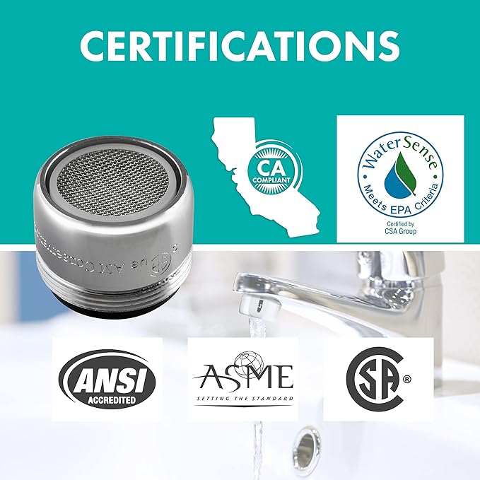 Niagara Conservation 1.5 GPM 0.9-in. Pressure-Compensating Standard Bubble-Spray Faucet Aerator in Chrome, 2-Pack FA012CPB1-WS-2 | CA Compliant Bathroom Sink Faucet and Kitchen Sink Aerator