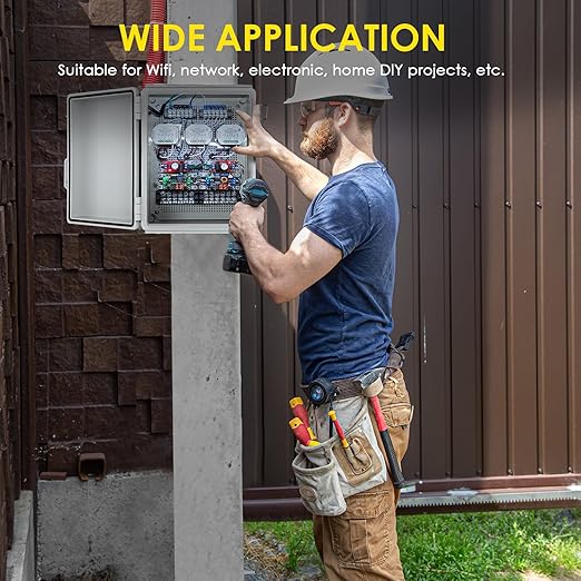 Waterproof Electrical Junction Box, IP67 Plastic Weatherproof Electrical Enclosure with Aluminum DIN Rail, Mounting Plate, Wall Brackets for DIY Project WiFi(13.8''×9.8''×5.9")