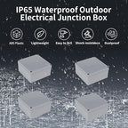 4 Pack Junction Box-6" x 6" x 3" IP65 ABS Plastic Dustproof Waterproof Electrical Box Project Junction Conduit Box for Electrical Outdoor Enclosure