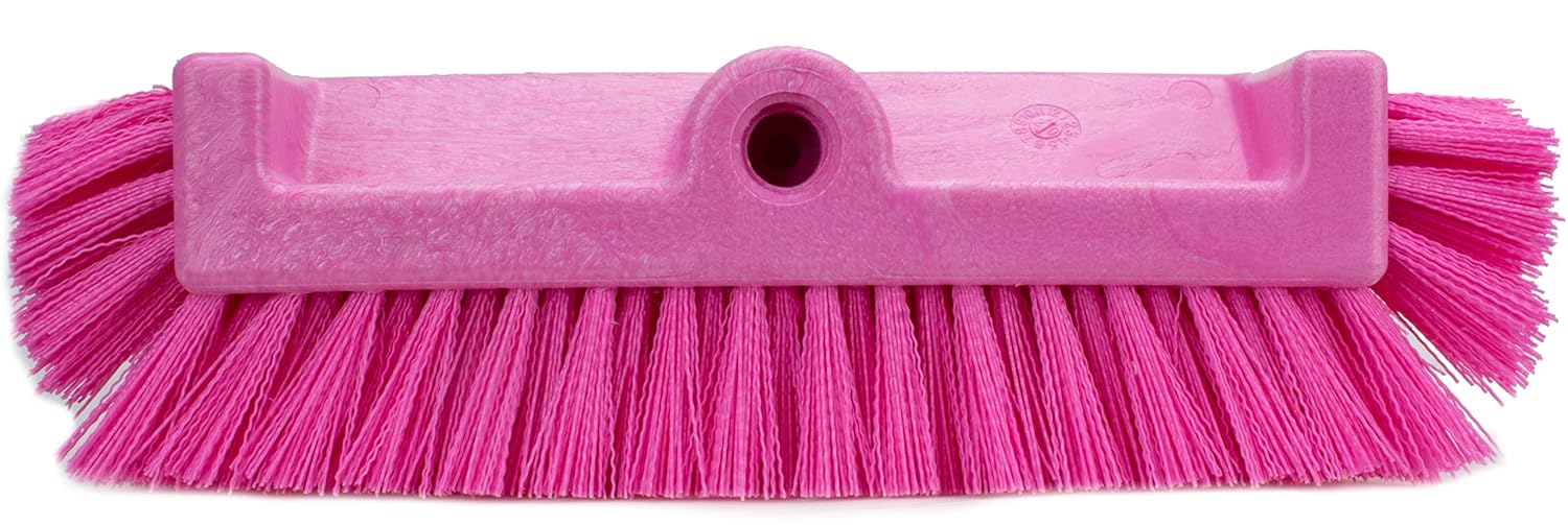 SPARTA 40422EC26 Floor Scrub Brush Head, Multi-Level, Dual Surface Plastic Block with Side Bristles, Crimped Polyester, Threaded Handle Hole, Ideal for Wide and Tight Spaces, BPA Free, 12 Inches, Pink