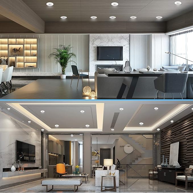 4 Inch Led Recessed lights Ultra-Thin Adjustable Eyeball Gimbal LED Recessed Lighting with Junction Box 9 Watts 750Lm Dimmable ceiling light ETL Listed (2700K/3000K/3500K/4000K/5000K Option 6Pack)