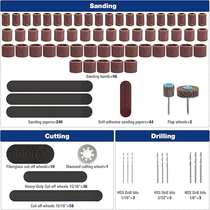 WORKPRO 530-Piece Rotary Tool Accessory Kit, Rotary Tool Bits for Easy Cutting, Grinding, Sanding, Polishing, Cleaning, Drilling, Carving and Engraving