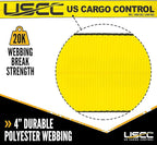 US Cargo Control 4 Inch x 11 Inch Heavy Duty Yellow Fixed End with Ratchet and Flat Hook