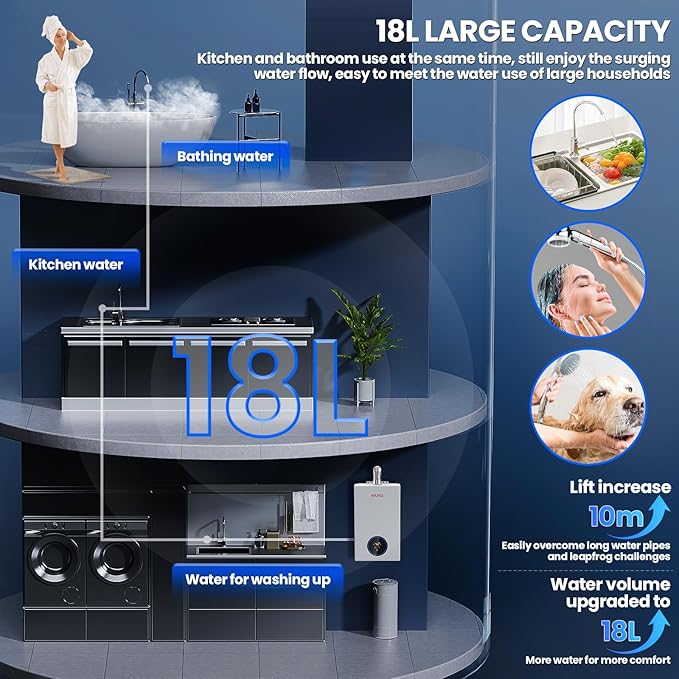 Natural Gas Tankless Water Heater,4.74GPM 18L Indoor,Instant Hot Gas water heater,Constant Natural Water Heater with Fahrenheit Digital Display,Multi-Protection