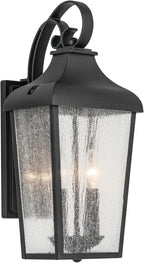 KICHLER Forestdale 18.5" 2-Light Outdoor Wall Light with Clear Water Glass in Textured Black for Exterior Doors, Garage, Porch, Patio Walls (18.5" x 8.5"), 49736BKT
