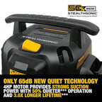 DEWALT Shop Vacuum 5-Gallon 4 HP STEALTHSONIC Wet/Dry Vacuum Cleaner DXV05P-QTB Ultra Quiet Poly Shop Vacuum with Powerful Suction for Garage, Jobsite, and Workshop