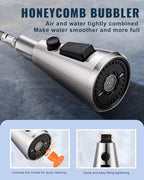 ALEASHA Pull Down Spray Head for Kitchen Faucet,3-Function Sink Spray Nozzle with 9 Adapters,Kitchen Faucet Head Replacement Compatible with Moen,American Standard Faucets,Brushed Nickel