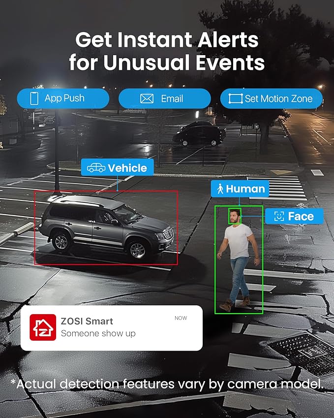 ZOSI 32 Channel 4K PoE Security Camera System, 24x 4K Spotlight Cameras Outdoor Indoor, Face Person Vehicle Detection, 2 Way Audio, 32CH 8MP Surveillance NVR with 8TB HDD for Business 24/7 Recording