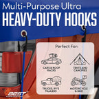 Bungee Cords with Hooks - Heavy Duty Outdoor UV & Weather Resistant 28pc Assortment with 4 Free Tarp Clips, Ball bungees, Canopy Ties & Storage Bag