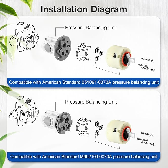Enhon 2 Pack Shower Faucet Cartridge Compatible with 023529-0070A, Compatible with American Standard Single handle kitchen bathroom Tub/Shower, 47 MM with Seals, Kitchen Ceramic Faucets Cartridge